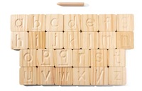Ensemble de tampons en bois à 26 lettres, outil d'apprentissage interactif parent-enfant pour l'orthographe, décoration de jardin ou cadeaux de fête