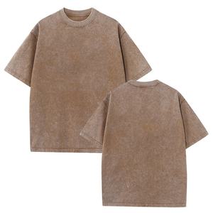 เสื้อยืดผู้ชายคุณภาพสูงสำหรับฤดูร้อน ทรงโอเวอร์ไซส์ ผ้าคอตตอนหนา ล้างสีแบบวินเทจ พิมพ์ลายเรียบๆ สำหรับผู้ชาย - Product Image 5