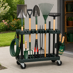 Chariot de rangement pour outils de jardin avec roulettes pratiques pour le rangement en atelier - Product Image 4