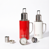 Thermos de voyage isotherme en acier inoxydable à double paroi de grande capacité 1000 ml avec poignée et couvercles pour l'extérieur