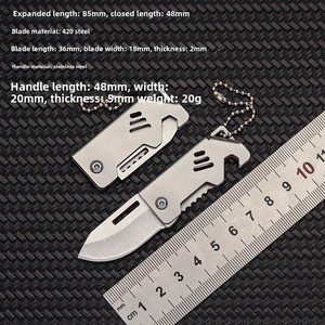 Mini cuchillo plegable de precisión, cañón portátil de acero inoxidable con llave de cadena colgante, cuchillo plegable afilado portátil - Product Image 5