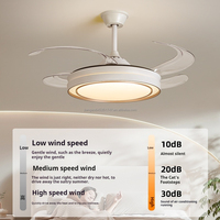 Ventilateur de plafond multifonctionnel à lame rétractable avec lumière LED, moteur silencieux tout en cuivre