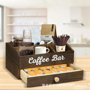 Caja de almacenamiento de cápsulas de café de madera con organizador de cajones para escritorio, suministros para barra de café, soporte para bolsas de té, gran capacidad - Product Image 3
