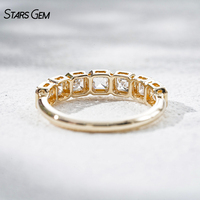 Anillo de Eternidad StarsGem de Oro Sólido de 14K con Diamante Cultivado en Laboratorio de 1.25CTW, Corte Asscher, Engaste de Bisel, Bañado en Rodio, Diseño Vintage Unisex