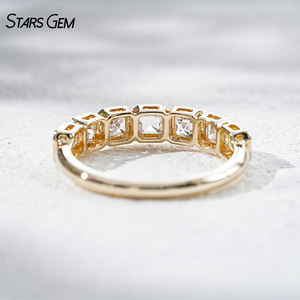 StarsGem 14K Solid <b>Gold</b> 1.25CTW Lab Grown Diamond Asscher Cut Eternity <b>Ring</b> Bezel Setting Rhodium Plated <b>Vintage</b> Classic Design - Product Image 3