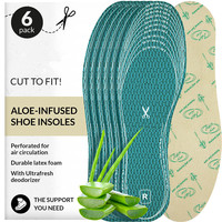Semelles pour adultes avec éliminateur d'odeurs de chaussures, semelles Ultrafresh apaisantes infusées à l'aloe vera pour bottes, baskets et chaussures habillées