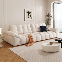 Französisches Modernes Dreisitzer-Modulsofa aus Chenille mit Liegefunktion und Schwammfüllung für Kleine Wohnzimmer