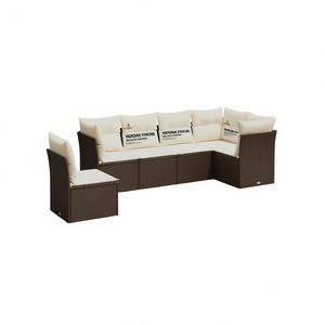 Ensemble de canapés de jardin Vizzi en rotin PE brun avec coussins en mousse haute densité imperméables, design contemporain - Product Image 1