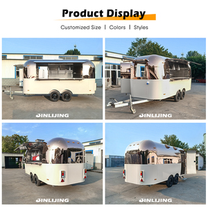 JINLIJING Carretto Mobile in Acciaio Inox per Gelati, Caffè, <span class=keywords><strong>Hamburger</strong></span> e <span class=keywords><strong>Pizza</strong></span>, Bar Mobile da Esterno, Rimorchio per Snack Completamente Attrezzato - Product Image 2