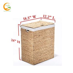 Panier de rangement écologique pliable en jacinthe d'eau avec couvercle en osier, multifonctionnel, pour linge sale, du village artisanal du Vietnam, vente en gros - Product Image 2
