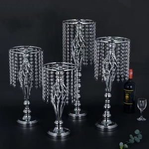 Oggetti di scena per matrimonio da tavola con supporto a fiori porta candelabri di <span class=keywords><strong>cristallo</strong></span> decorazione da tavolo occidentale torta tavolo da Dessert piedistallo di fiori - Product Image 5