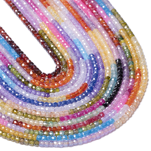 Cuentas de circonita cúbica con forma de ábaco policromada de 3x2mm al por mayor, cuentas de circonita con piedras preciosas Rondelle para la fabricación de joyas - Product Image 6