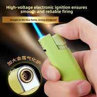 Briquet à flamme bleue anti-explosion, durable, coupe-vent, abordable, rechargeable, en métal épaissi et au design minimaliste