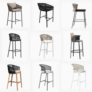 Tabourets de bar d'extérieur en rotin avec structure métallique, durables, pour usage commercial - Product Image 5