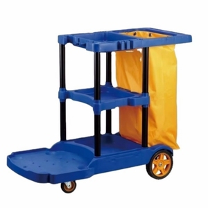 Chariot de nettoyage en plastique noir commercial à prix d'usine chariot de concierge de lieu public chariots de nettoyage d'hôtel/d'école/d'aéroport - Product Image 3
