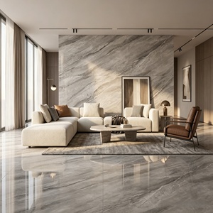 กระเบื้องพอร์ซเลนลายหินอ่อนสีเทาขนาด 750x1500 มม. ผิวมันเงา ราคาถูกที่สุดในโลก ทนทานต่อการสึกหรอเป็นพิเศษ เหมาะสำหรับบ้าน โรงแรม และโครงการต่างๆ - Product Image 2