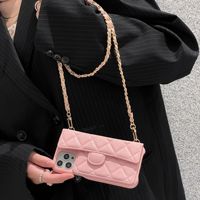 Étui en cuir motif litchi de luxe style sac à bandoulière pour iPhone 13 Pro Max, 14 Pro Max, 15 Pro Max, 16 Pro Max, 17 Pro Max