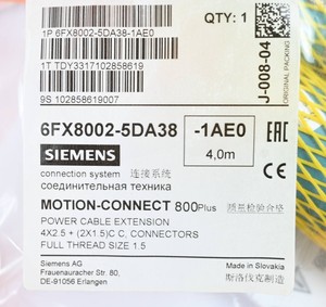 6FX8002-5DA38-1AE0 Sinamics S120 ชุดควบคุม PLC แบบประกอบสำเร็จ 4x1.5 C 4m - Product Image 1