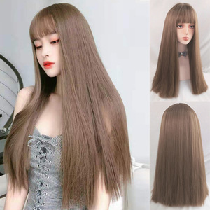 Máquina para Hacer Pelucas Estilo Europeo Americano, Peluca de Mujer con Flequillo de Moda, Cabello Largo, Estilo Influencer - Product Image 3
