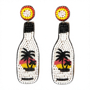 Meilleures boucles d'oreilles clous colorées en forme de bouteille avec motif palmier, style bohème, pour femmes, bijoux de fête - Product Image 1