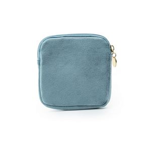 Bolsa de Maquillaje Portátil con Diseño de Letras Personalizado, Compartimento Interior, Bolsa de Viaje Azul Clásica con Cierre Suave - Product Image 1
