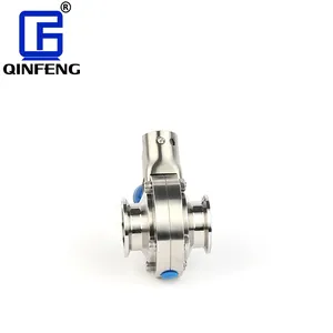 QINFENG Hygienic Sanitary Stainless Steel SS304 SS316L Butt-Weld Clamp Pull Handle Manual Butterfly Valve