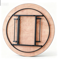Table de banquet ronde robuste pliable avec pieds en acier, plateau en contreplaqué, revêtement en vinyle PVC blanc, mobilier de salle à manger pour hôtel