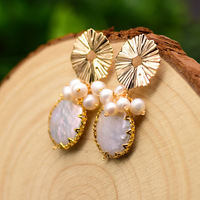 Boucles d'oreilles en perles de mariée, clous d'oreilles en perles d'eau douce plaqués or, élégantes, pour mariage, fête, accessoire de mode, boucles d'oreilles en perles
