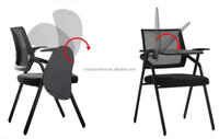 Chaise pliante de formation en tissu pour salle de réunion avec tableau d'écriture Table Board Learning Desk Chair Chaise de formation de bureau intégrée