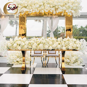 2023 Table de mariage en forme de serpentine en acier inoxydable demi-lune MDF - Product Image 5