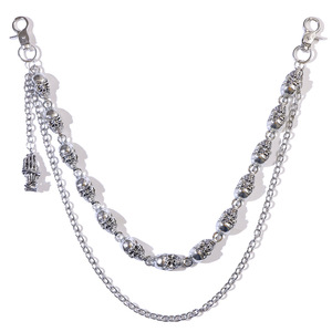 Chaîne de pantalon double couche en argent tibétain avec crâne et tête de démon, style Hip Hop, pour usage quotidien - Product Image 5