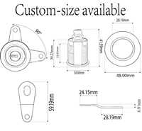 Cylindre de serrure de sécurité 30 mm en alliage de zinc à clé, anneau de garniture détachable 48 mm, serrure à came 2-en-1 pour coffre-fort, tiroir, armoire