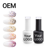 Meilleur vernis à ongles gel UV du fabricant avec paillettes de confettis en platine brillant couche de finition scintillante Source de lampe LED Logo OEM/ODM