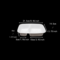 Conteneur alimentaire jetable en plastique PP à 2 compartiments, résistant aux fuites, pour micro-ondes, blanc + couvercle transparent, pour la restauration à emporter, les bureaux