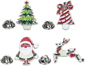 Weihnachts dekoration Metallbaum Weihnachts mann Ornament Brosche Revers Abzeichen Emaille Pin für Weihnachts geschenk