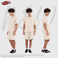 Kaos Pria Summer High Street Vintage Katun Murni 275G Ram Hem Washed Batik Longgar Polos Lengan Pendek