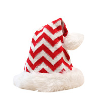 Chapeau de Noël en tricot avec bordure en fourrure rayée flocon de neige, unisexe adulte, 100% polyester, décoration de fête de Noël, personnalisable