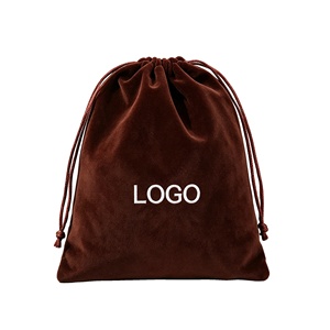 Sac à cordon en velours imprimé avec logo personnalisé, pochette en velours, vente en gros, sac cadeau à cordon pour bijoux, pour bague, collier, boucles d'oreilles - Product Image 1