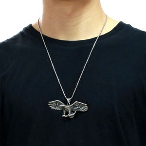 Perhiasan modis pria klasik liontin elang baja tahan karat sayap naik turun modis - Product Image 4