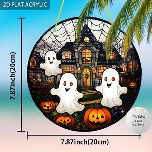 Esplosioni carino di Halloween Catcher per finestra appesa, fantasma castello di zucca acrilico - Product Image 5