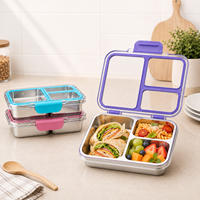 AOHEA Custom Unieke Voedselcontainer Sandwich Lekvrije Tritan Deksel Brooddoos 304 Roestvrij Staal Lunchbox Kinderen Bento Lunchbox