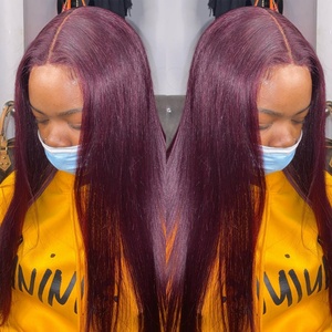 Perruque frontale en dentelle complète 99J Highlight HD en cheveux humains, cheveux vierges brésiliens de vison, perruques frontales en dentelle pour femmes noires - Product Image 4