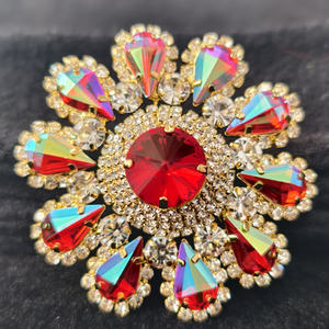 Firstones Vestido de Novia al por Mayor con Apliques de Flores y Pedrería, Apliques de Cristal Plateado y Dorado, 16 Colores Disponibles - Product Image 5