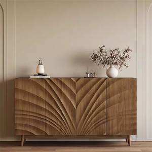 סידית עץ מלא מעוצב בהתאמה אישית דרום מזרח אסיה בסגנון אסיה מגולף ביד xuan שחור עץ האפר מגולף ארון 2 סלון - Product Image 5