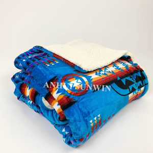 Mantas de lana con estampado nativo directo de fábrica Mantas de Sherpa con estampado de lana <span class=keywords><strong>Azteca</strong></span> para invierno - Product Image 1