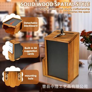 Wooden Voting Suggestion Box With Lock Blackboard Wall Mounted Donation Drop Box Multifunctional Storage For Business <b>Gift</b> - Product Image 5