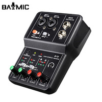Mini console de mixage audio 2 canaux USB Enregistrement sonore USB Console de mixage audio 48V Alimentation fantôme Console de mixage audio