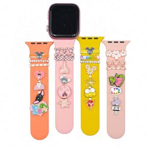 Cinturino in Silicone decorativo con anello a farfalla decorazione con diamanti per <span class=keywords><strong>Apple</strong></span> <span class=keywords><strong>Watch</strong></span> <span class=keywords><strong>accessori</strong></span> per orologi in metallo ciondoli con cinturino - Product Image 2