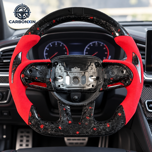 Volant de voiture chauffant en fibre de carbone forgée personnalisé avec LED pour Dodge Charger RT Challenger Durango Hellcat Scat Pack SRT Ram Blue - Product Image 4