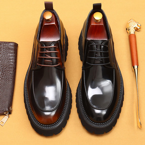 Chaussures Oxford en cuir verni noir pour hommes, bout rond, à lacets, couleur unie, semelle en caoutchouc antidérapante, pour le travail, toutes saisons, livraison directe - Product Image 4